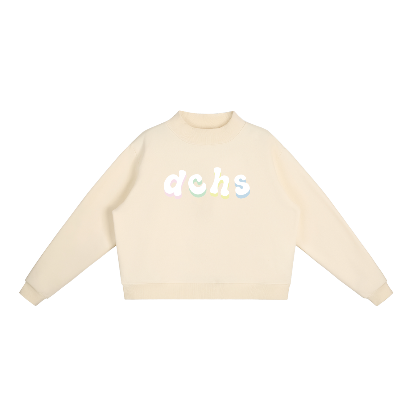 Womens' Lettered Pastel Mock-Neck Sweatshirt