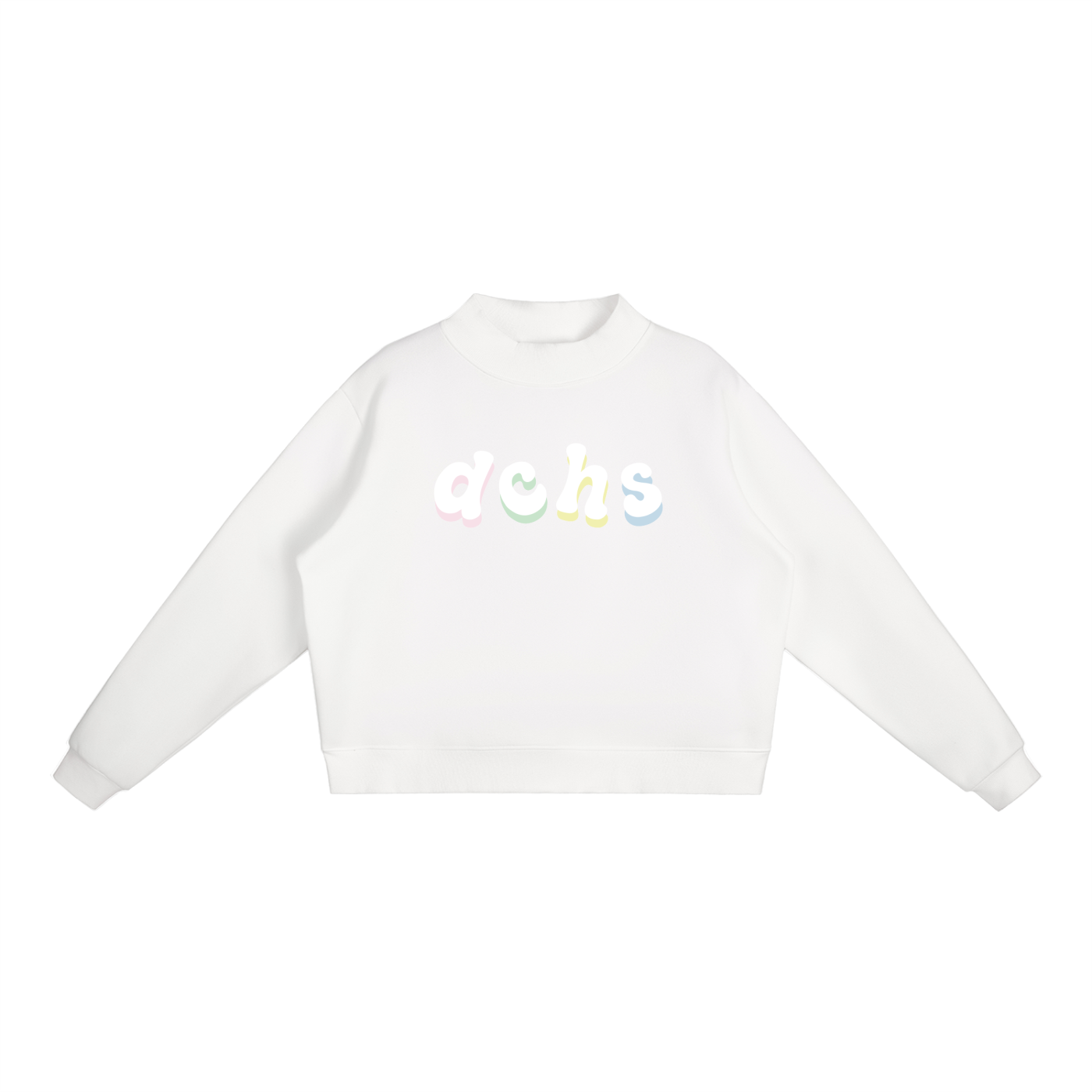 Womens' Lettered Pastel Mock-Neck Sweatshirt