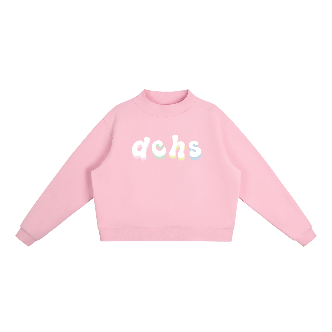 Womens' Lettered Pastel Mock-Neck Sweatshirt