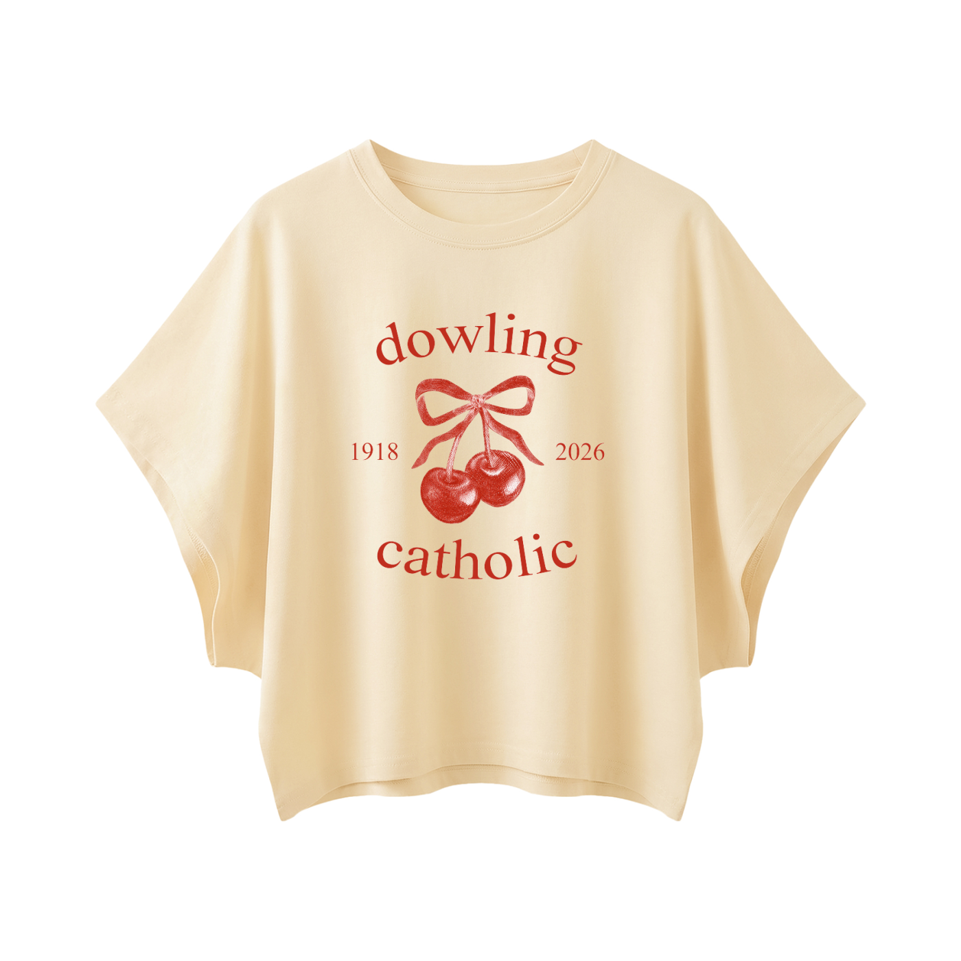 Women's Cropped Dolman "Cherry" T-Shirt